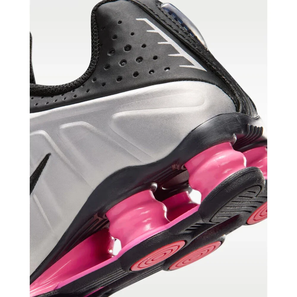 Nike Shox R4 CW2626-006 Sneakers Kids Black Pink Lace Up Lifestyle Shoes LIQ1179